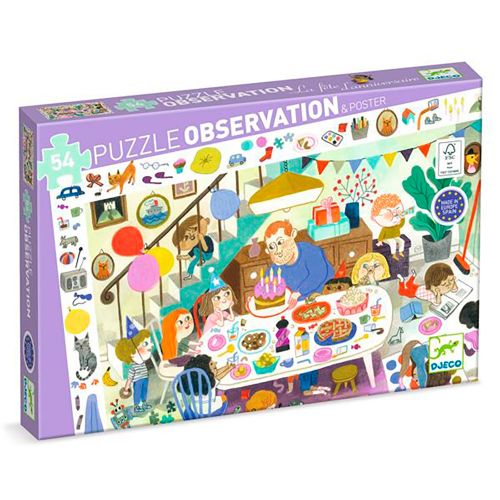 Djeco - Casse-tête Observation 54 pièces - La fête d'anniversaire
