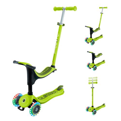 Scooter Globber All-In-One Go-Up - Lime green & Navy blue with lights