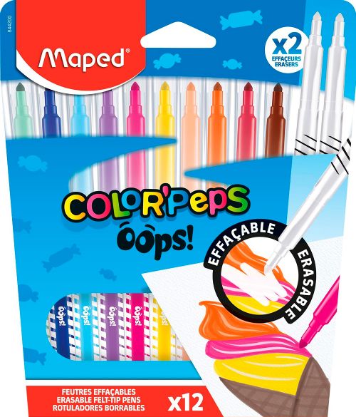 Maped - 12 crayons effaçables Oops Color'peps