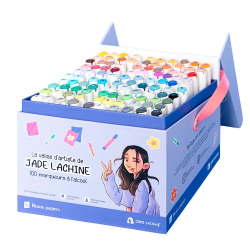 Jade Lachine - Valise d'artiste, 100 marqueurs à l'alcool de qualité supérieure