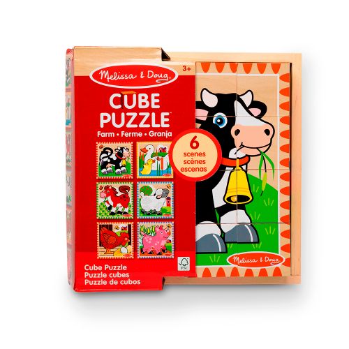 Casse-tête cube en bois 6-en-1 16 pièces - Ferme