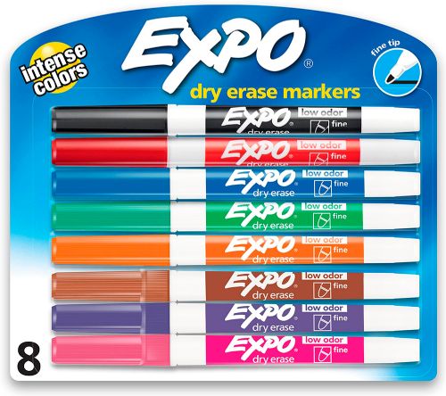Expo - Ensemble de 8 crayons effaçables à sec - Pointe fine