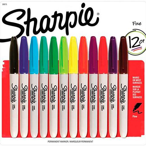 Paquet de 12 Sharpie fin, couleurs variées