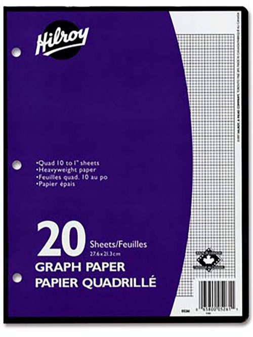Hilroy 20 Feuilles quadrillées 10 au pouces