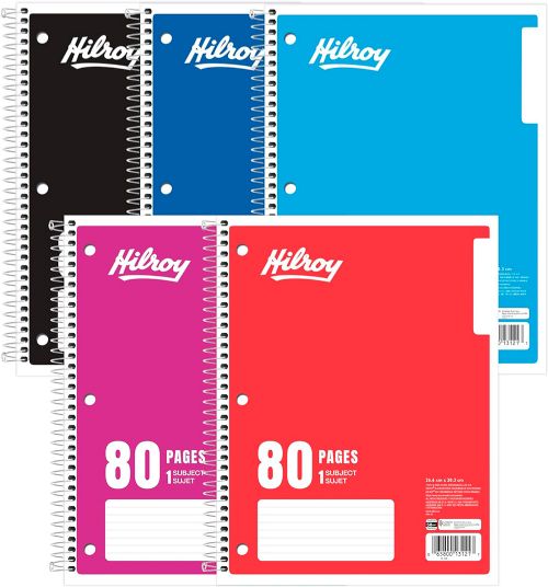 Cahier Spirale ligné 80 pages 4 couleurs, assortiment