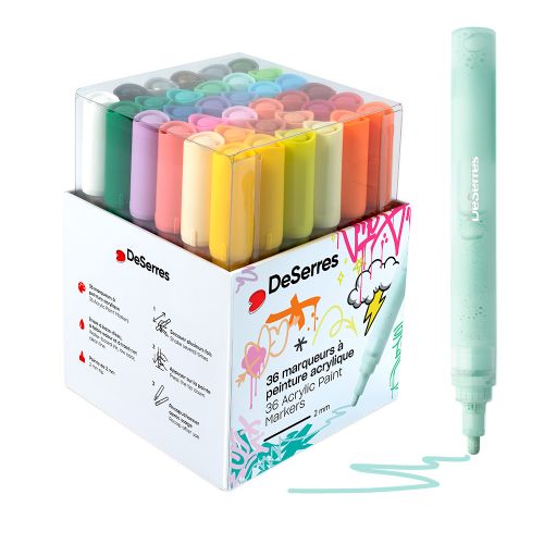DeSerres - Ensemble de marqueurs acryliques valve 2mm 36 couleurs