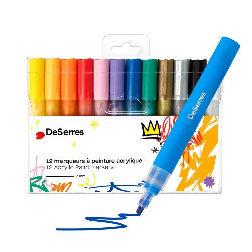 DeSerres - Ensemble de marqueurs acryliques valve 2mm 12 couleurs