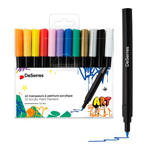 DeSerres - Ensemble de marqueurs acryliques valve 0.7mm 12 couleurs