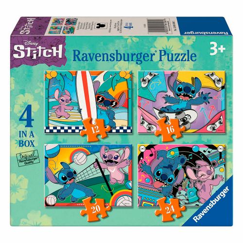 Casse-tête 4 dans une boîte - Disney Stitch 12 16 20 24 pièces