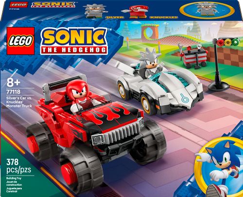 Lego Sonic voiture de Silver contre le Monster Truck de Knuckles