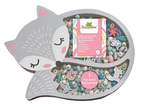 Snow Fox Wooden Beads