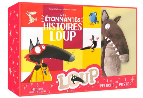 Livre - Coffret peluche: Les étonnantes histoires de Loup - Version française