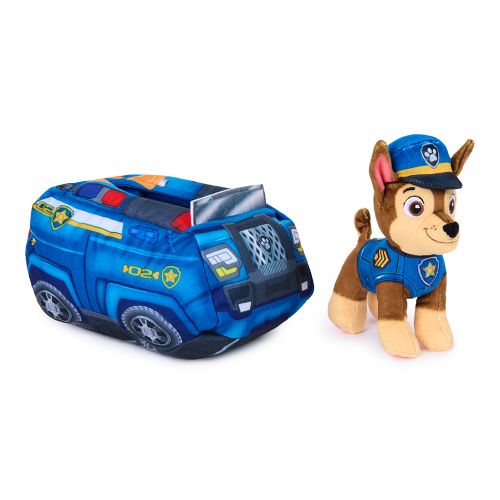 Pat' Patrouille - Peluche 2-en-1 Chase et son véhicule de police
