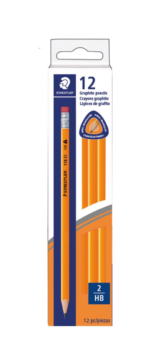 Crayons de plomb 2HB de forme triangulaire - Paquet de 12