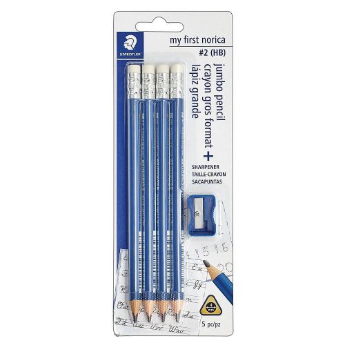 Ensemble de 4 crayons plomb Norica triangulaires jumbo & taille-crayons