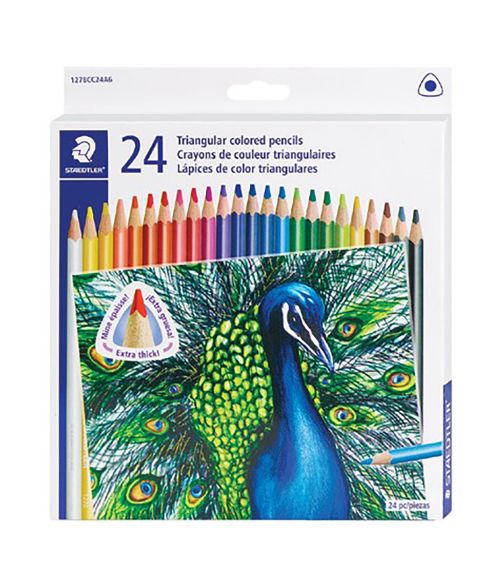 24 triangular colored pencils