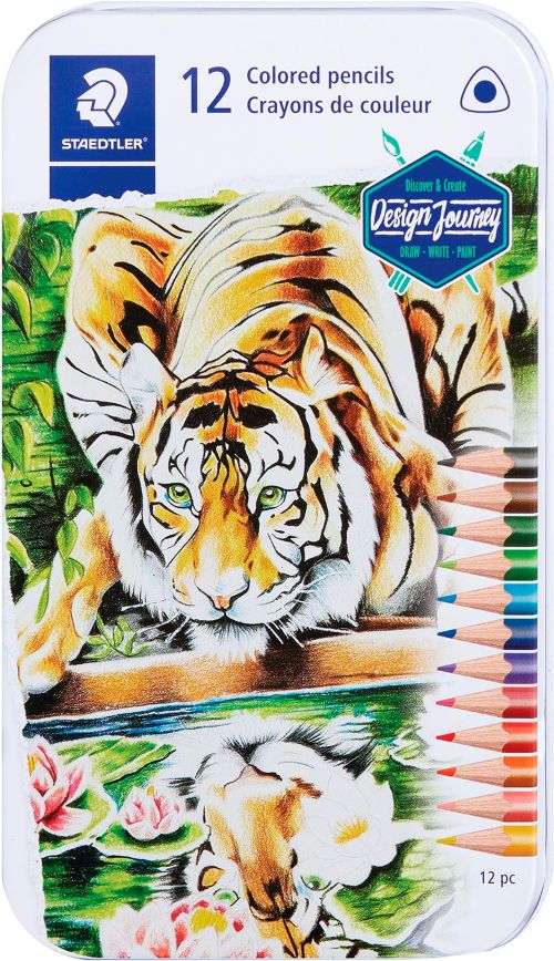 Ensemble de 12 crayons de couleurs boîtier métal
