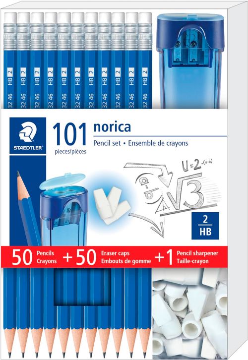 Ensemble de crayons plomb, taille-crayon et effaces Norica 2HB 101 pièces