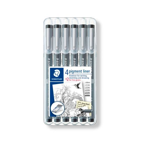 Fineliner pigment noir ensemble de 6