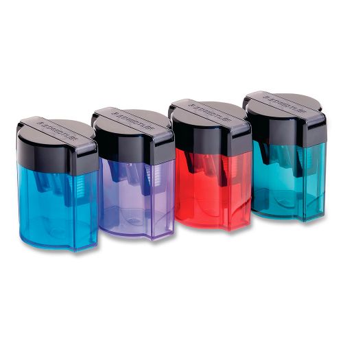 Taille-crayon double avec récipient 4 couleurs assorties
