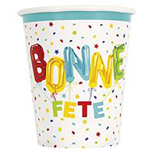 Bonne fete - 8 Disposables cups 9oz