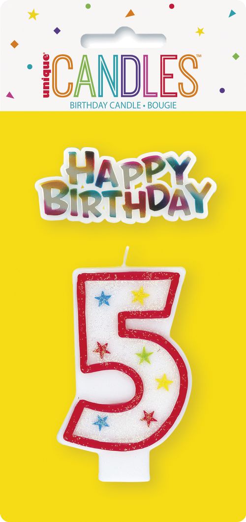 Numeral Candle  5 - Happy Birthday Cake Decoration