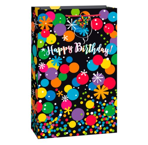 Extra jumbo gift bag - Confetti with black background