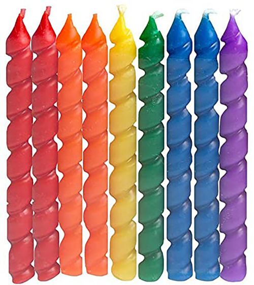 10 Rainbow spiral candles